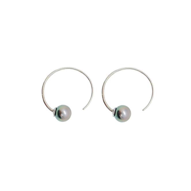 Boucles d'oreilles en or blanc 18 carats et perles de culture de Tahiti