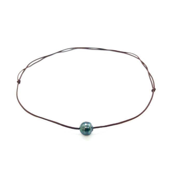 Collier Homme Planche de Surf en Cuir, Perle de Tahiti et Argent Massif 925  - Colliers - Blue Pearls