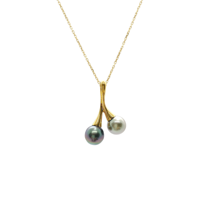 Pendentif en or blanc 18 carats avec perles de Tahiti