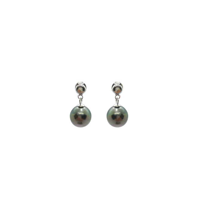Boucles d'oreilles argent avec perles de culture de Tahiti système poussette