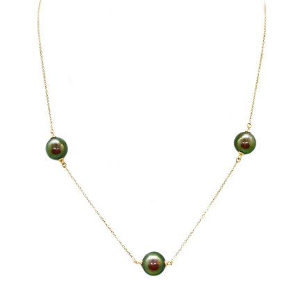Collier en or jaune 18 carat avec perles de culture de Tahiti