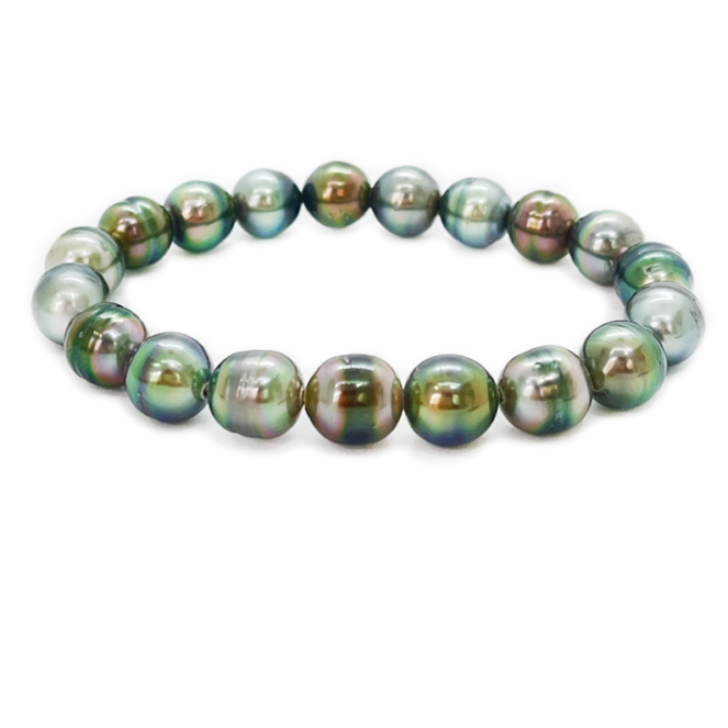 Bracelet élastique avec perles de culture de Tahiti femme